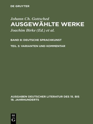 cover image of Deutsche Sprachkunst. Varianten und Kommentar